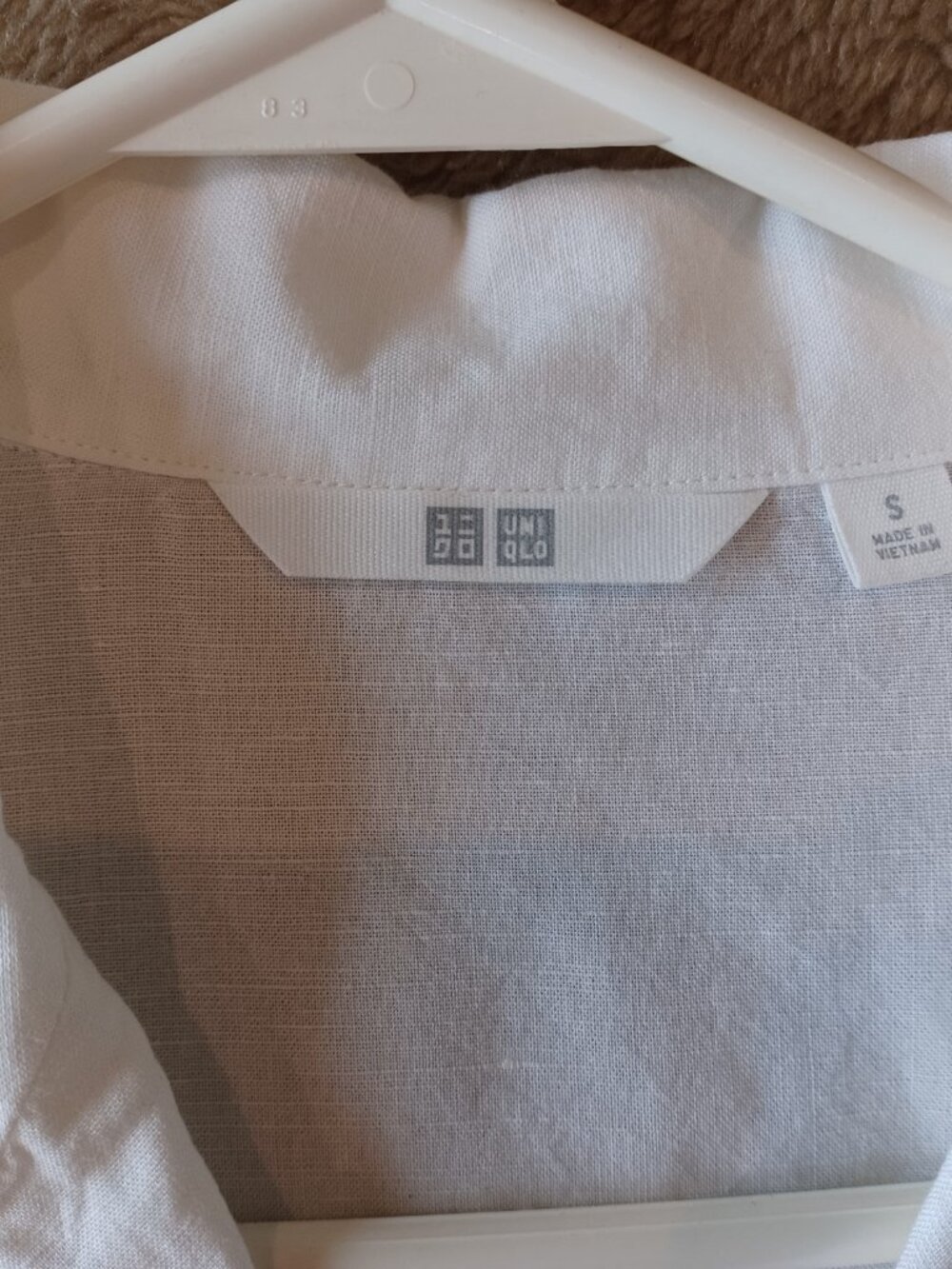 Uniqlo Women's Linen Blend Open Collar Short Sleeve White Shirt Size SMALL - Picture 7 of 9